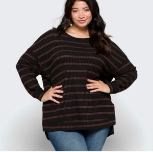 Sanctuary slow time waffle striped tunic sweater